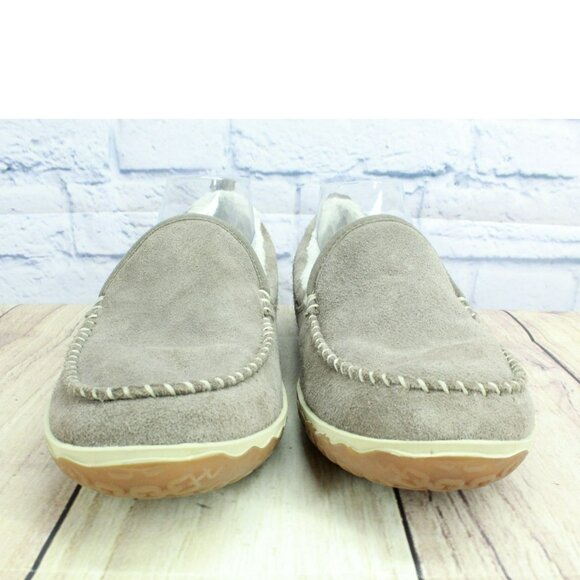 LL Bean Cement Suede Fleece Lined Cozy Mountain Moccasin Slippers Size 10 M - Picture 4 of 9